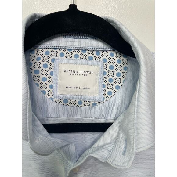 Denim & Flower by Ricky Singh Long Sleeve Button-Up Shirt Light Blue Mens Size S - Picture 2 of 10